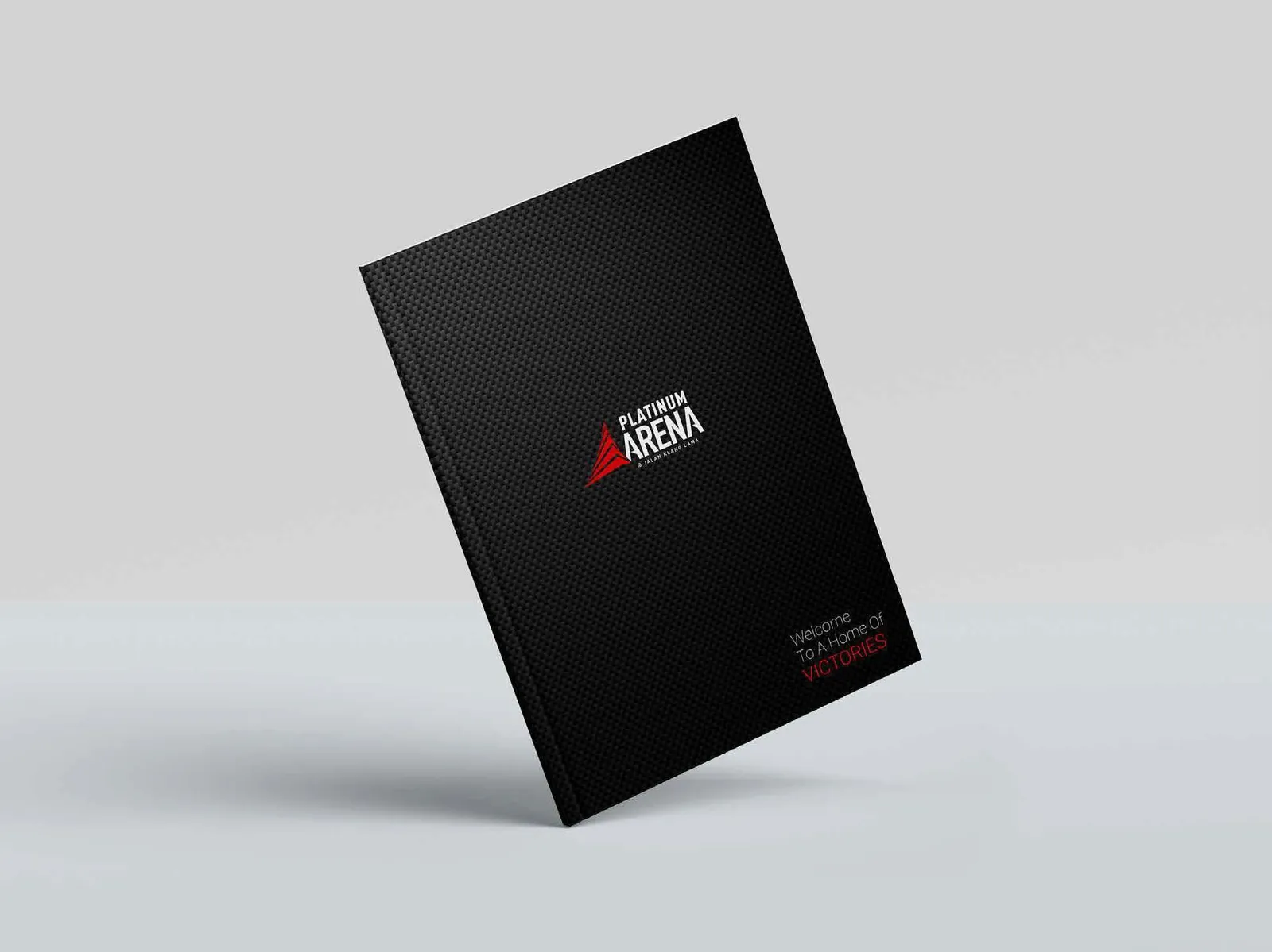 Platinum Arena brochure with textured black cover