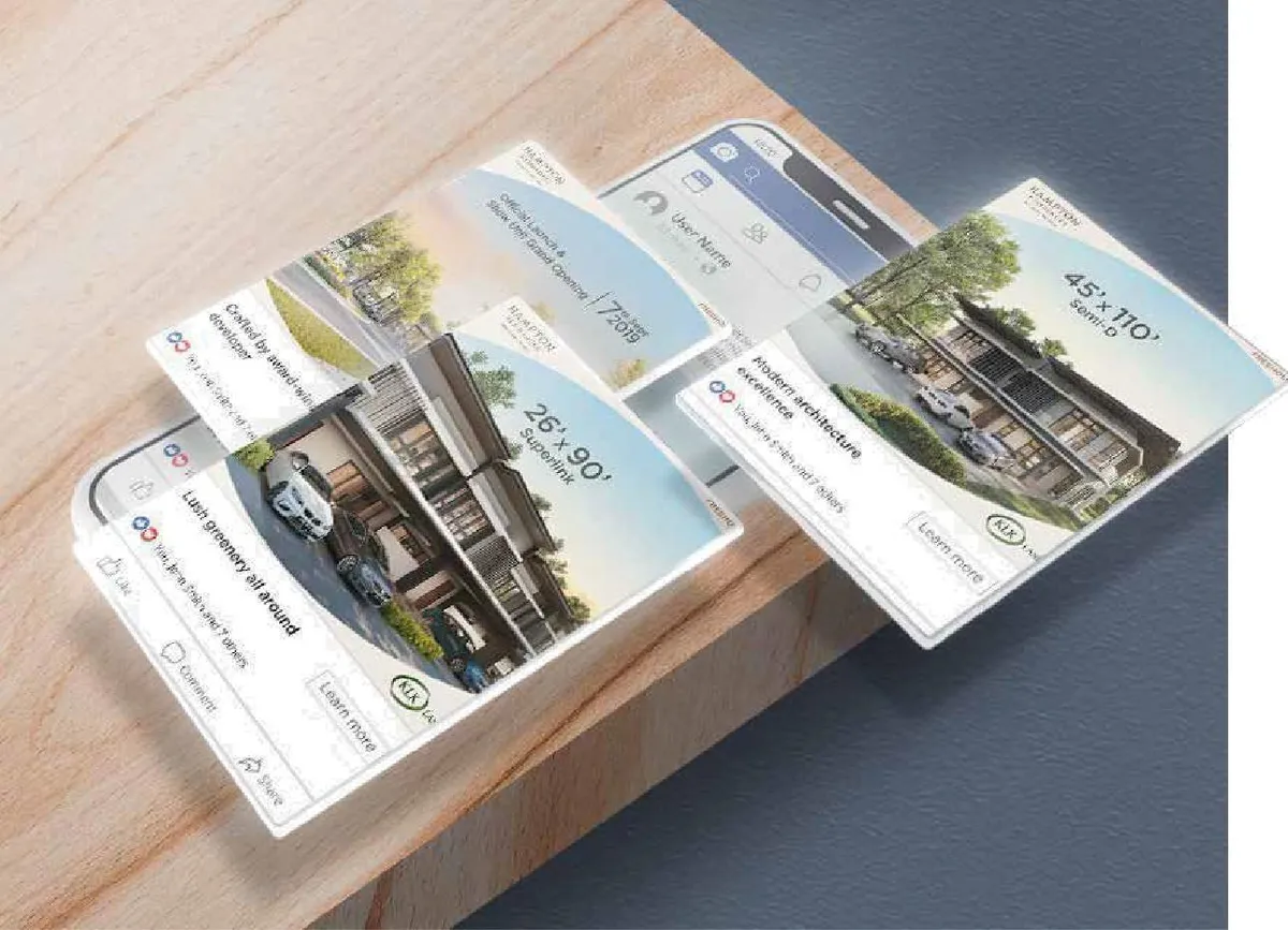 Hampton Residences Facebook ad series on mobile screens
